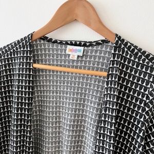 LuLaRoe Caroline Cardigan -XS - Grey and White